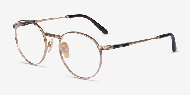 Ray-Ban RB8237V Shiny Gold TitaniumEyeglass Frames from EyeBuyDirect, Angle View