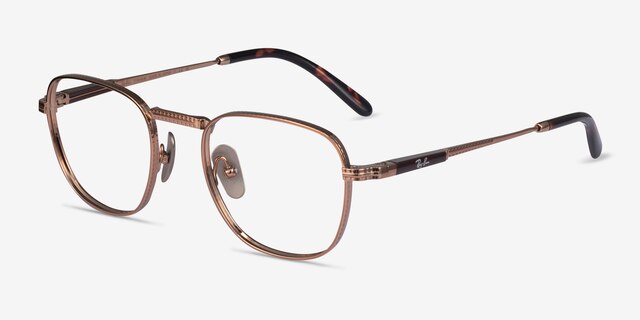 Ray-Ban RB8258V Frank Shiny Rose Gold TitaniumEyeglass Frames from EyeBuyDirect, Angle View