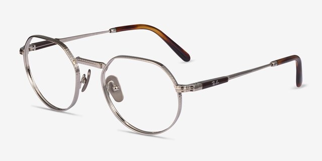 Ray-Ban RB8265V Jack Shiny Silver TitaniumMontures de lunettes de vue d'EyeBuyDirect, Vue d'Angle