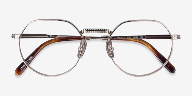 Ray-Ban RB8265V Jack Shiny Silver TitaniumMontures de lunettes de vue d'EyeBuyDirect, Vue Rapprochée