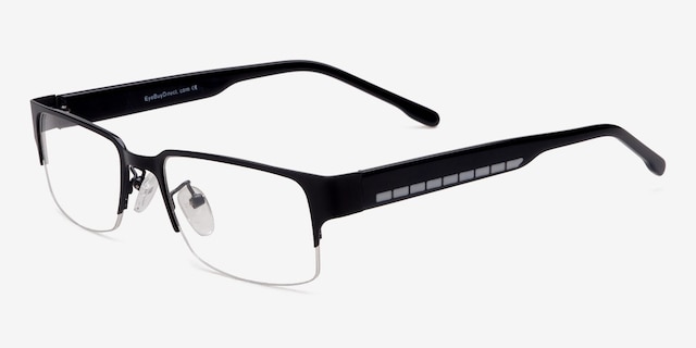 Elijah Black MetalEyeglass Frames from EyeBuyDirect, Angle View