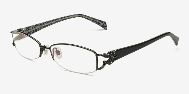 1210 Noir MétalMontures de lunettes de vue d'EyeBuyDirect, Vue d'Angle