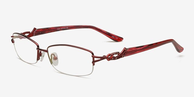 1328 Red MetalEyeglass Frames from EyeBuyDirect, Angle View