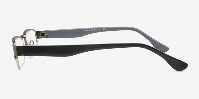 Valday Gunmetal MetalEyeglass Frames from EyeBuyDirect, Side View