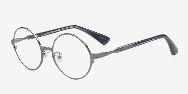 Wenachee Gunmetal MetalEyeglass Frames from EyeBuyDirect, Angle View