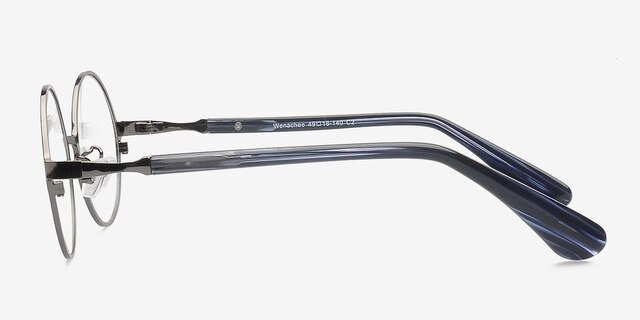 Wenachee Gunmetal MetalEyeglass Frames from EyeBuyDirect, Side View