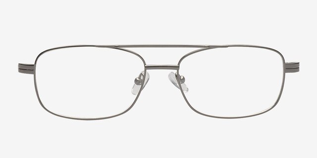 Quincy Gunmetal MetalEyeglass Frames from EyeBuyDirect, Front View