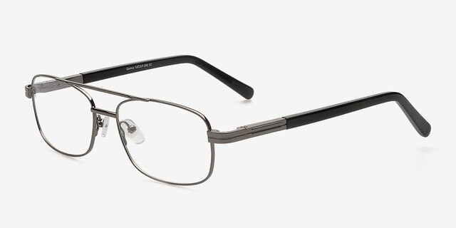Quincy Gunmetal MetalEyeglass Frames from EyeBuyDirect, Angle View
