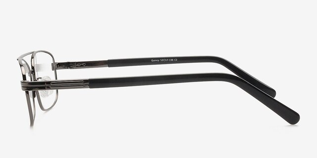 Quincy Gunmetal MetalEyeglass Frames from EyeBuyDirect, Side View