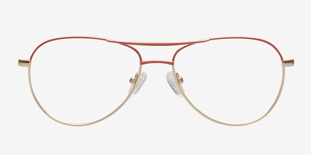 Danni Red & Golden MetalEyeglass Frames from EyeBuyDirect, Front View