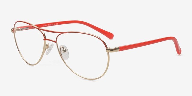 Danni Red & Golden MetalEyeglass Frames from EyeBuyDirect, Angle View