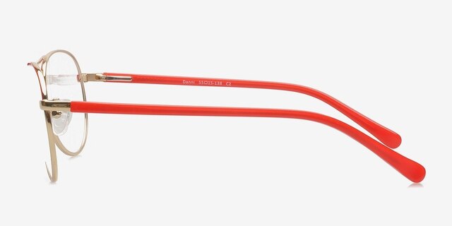 Danni Red & Golden MetalEyeglass Frames from EyeBuyDirect, Side View