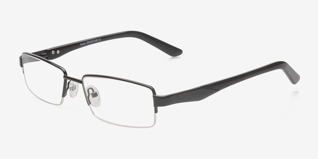 Aarav Black MetalEyeglass Frames from EyeBuyDirect, Angle View