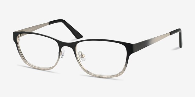 Adrien Noir MétalMontures de lunettes de vue d'EyeBuyDirect, Vue d'Angle