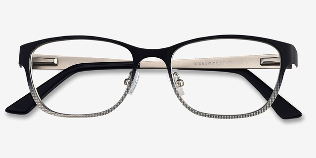Adrien Noir MétalMontures de lunettes de vue d'EyeBuyDirect, Vue Rapprochée