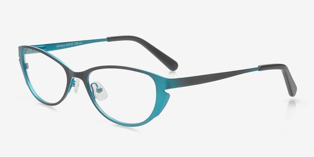 Adriana Black & Blue MétalMontures de lunettes de vue d'EyeBuyDirect, Vue d'Angle