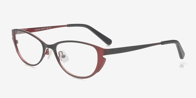 Adriana Black & Burgundy MetalEyeglass Frames from EyeBuyDirect, Angle View