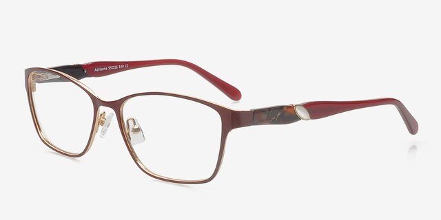 Adrianna Burgundy MetalEyeglass Frames from EyeBuyDirect, Angle View