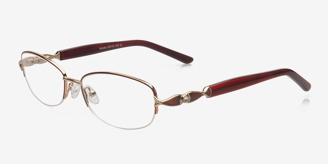 Ainsley Red MetalEyeglass Frames from EyeBuyDirect, Angle View