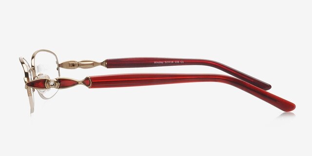 Ainsley Red MetalEyeglass Frames from EyeBuyDirect, Side View