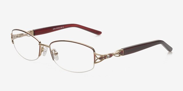 Aisha Rouge MétalMontures de lunettes de vue d'EyeBuyDirect, Vue d'Angle