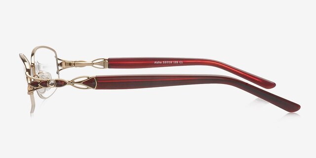 Aisha Rouge MétalMontures de lunettes de vue d'EyeBuyDirect, Vue de Côté