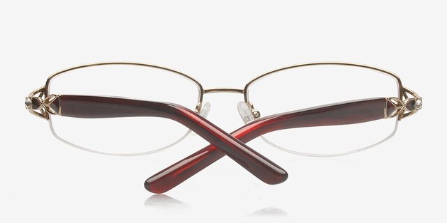 Aisha Rouge MétalMontures de lunettes de vue d'EyeBuyDirect, Vue Rapprochée