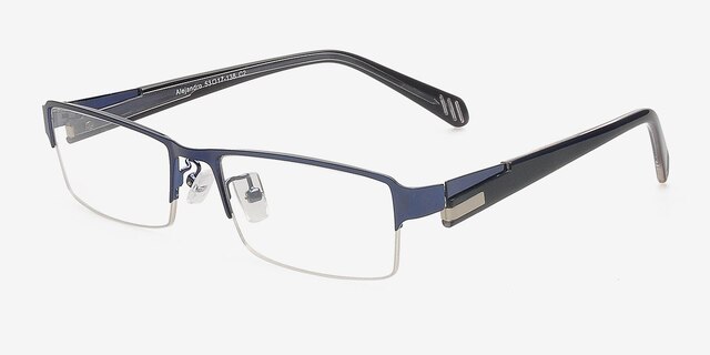 Alejandro Navy MetalEyeglass Frames from EyeBuyDirect, Angle View