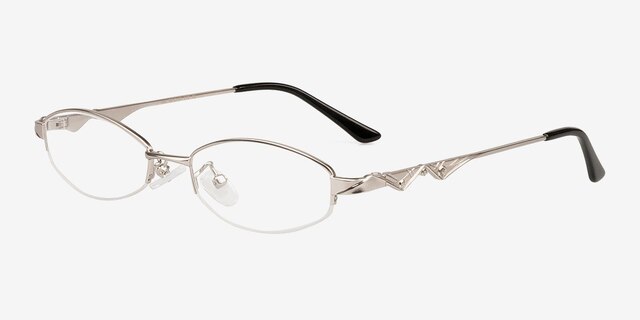 Asa Silver MetalEyeglass Frames from EyeBuyDirect, Angle View