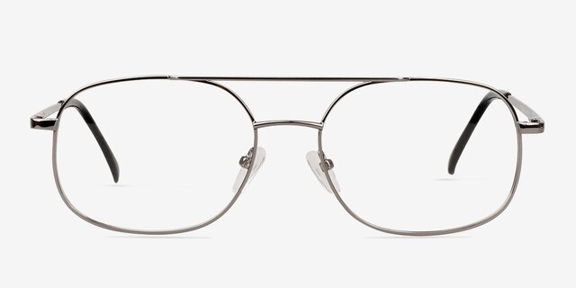 Branson Gunmetal MetalEyeglass Frames from EyeBuyDirect, Front View