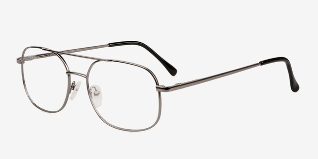 Branson Gunmetal MetalEyeglass Frames from EyeBuyDirect, Angle View