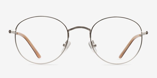 Cupertino Silver MetalEyeglass Frames from EyeBuyDirect, Front View