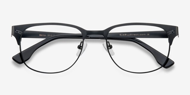 Merrion Black MetalEyeglass Frames from EyeBuyDirect, Closed View