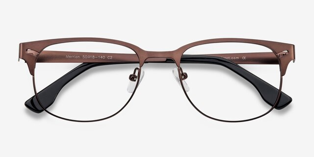 Merrion Coffee MetalEyeglass Frames from EyeBuyDirect, Closed View