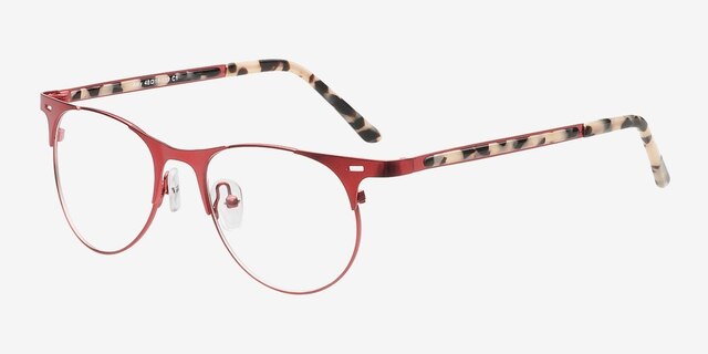 Amy Red MetalEyeglass Frames from EyeBuyDirect, Angle View
