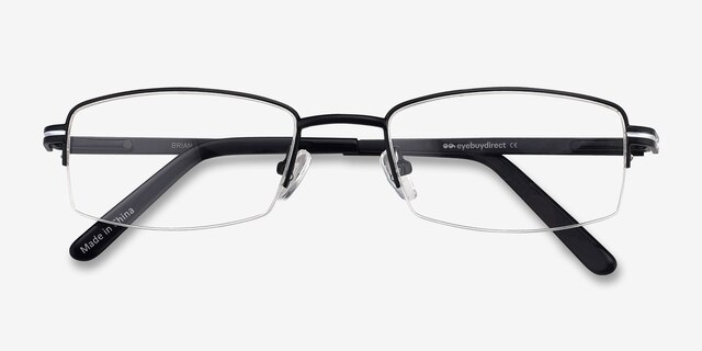 Brian Noir MétalMontures de lunettes de vue d'EyeBuyDirect, Vue Rapprochée