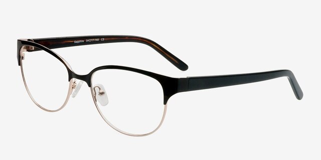 Sapphire Black MetalEyeglass Frames from EyeBuyDirect, Angle View