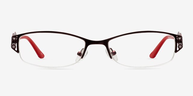 Laura Red MetalEyeglass Frames from EyeBuyDirect, Front View