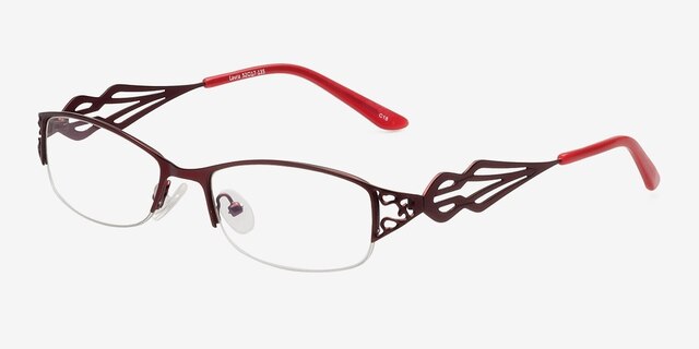 Laura Red MetalEyeglass Frames from EyeBuyDirect, Angle View