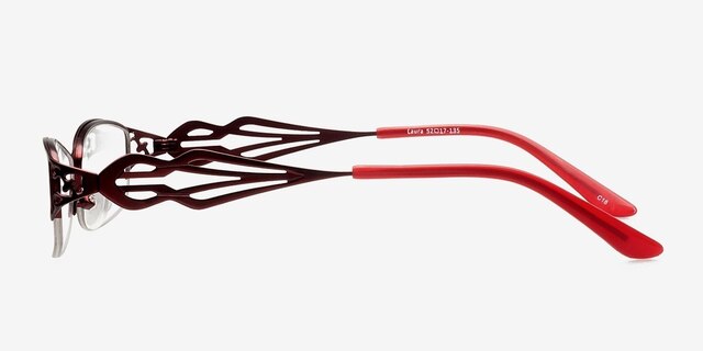 Laura Red MetalEyeglass Frames from EyeBuyDirect, Side View