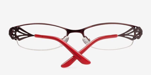 Laura Red MetalEyeglass Frames from EyeBuyDirect, Closed View
