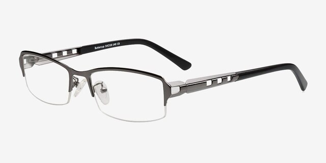 Buttercup Gunmetal MetalEyeglass Frames from EyeBuyDirect, Angle View