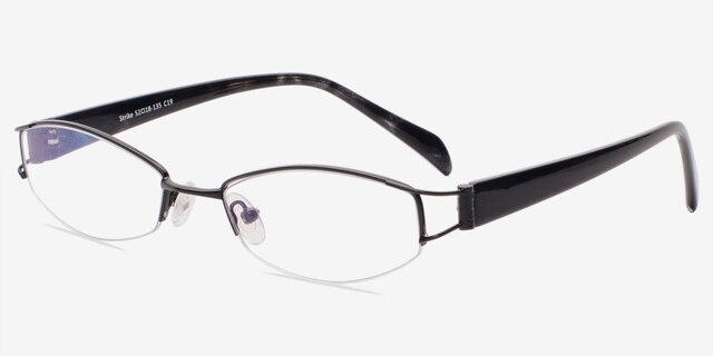 Strike Black MetalEyeglass Frames from EyeBuyDirect, Angle View