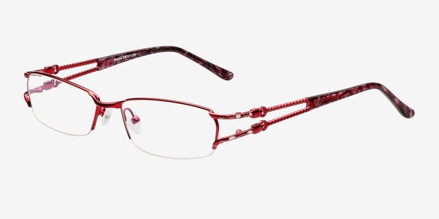 Goshia Red MetalEyeglass Frames from EyeBuyDirect, Angle View