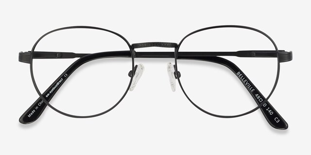 Belleville Matte Black MetalEyeglass Frames from EyeBuyDirect, Closed View