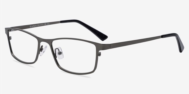 Bradford Gunmetal MetalEyeglass Frames from EyeBuyDirect, Angle View