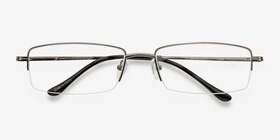 Minneapolis Gunmetal Métal Montures de lunettes de vue d'EyeBuyDirect, Vue Rapprochée