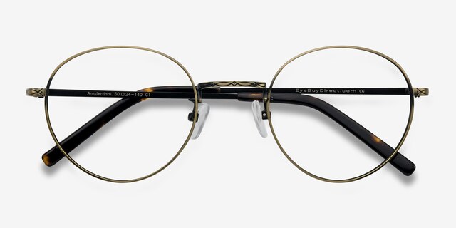 Amsterdam Bronze MetalEyeglass Frames from EyeBuyDirect, Closed View