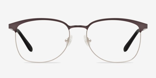 Dancer Gunmetal & Silver MetalEyeglass Frames from EyeBuyDirect, Front View