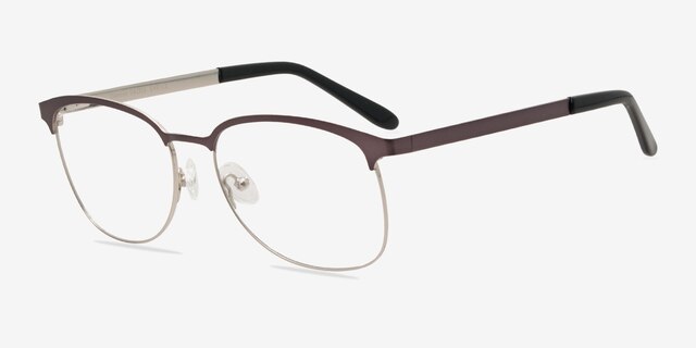 Dancer Gunmetal & Silver MetalEyeglass Frames from EyeBuyDirect, Angle View